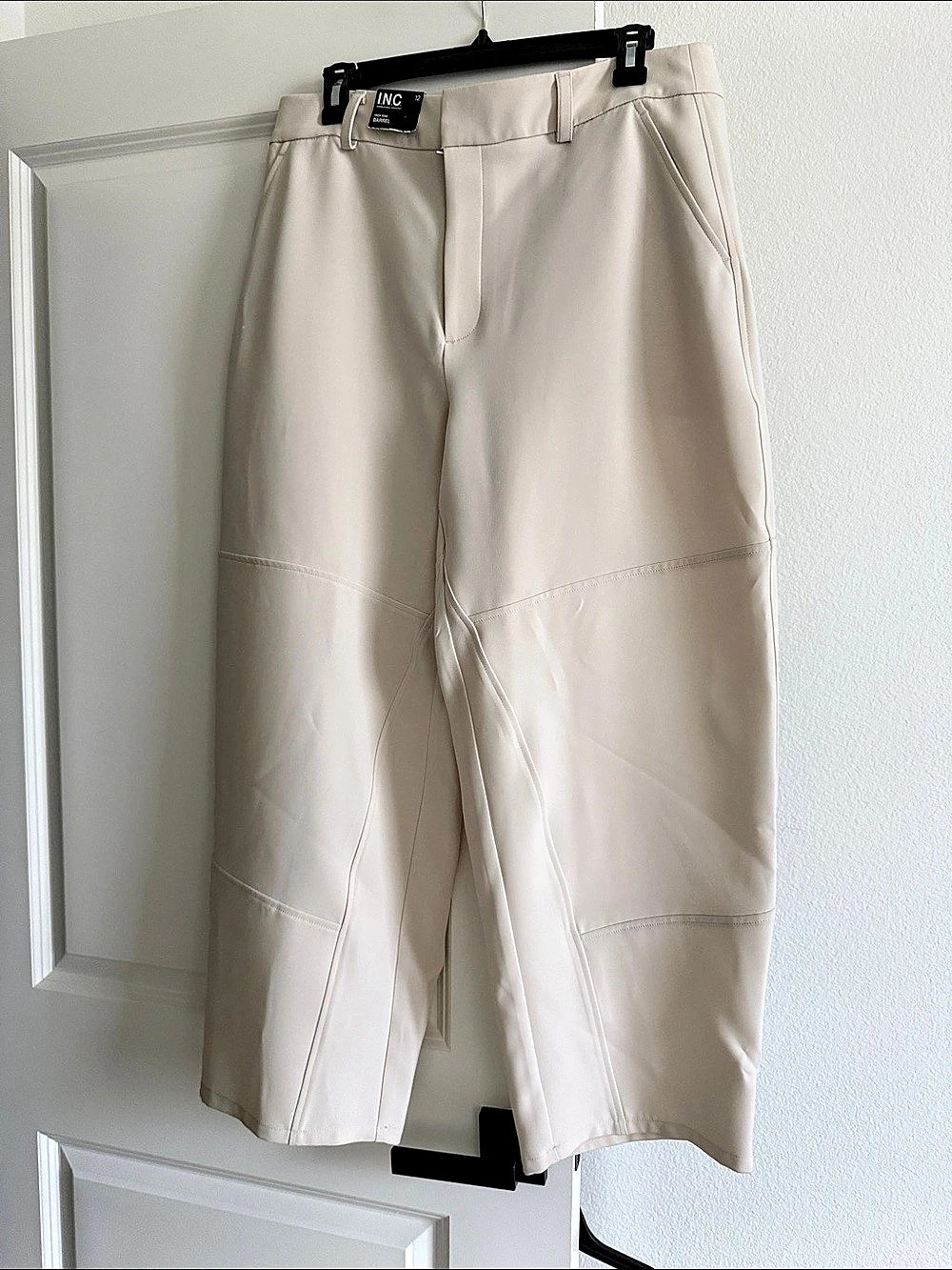 INC International Concepts High Rise Barrel Wide Leg Pants in Cream Size 12 Like